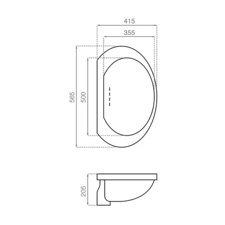 LAVABO BAJO ENCIMERA TITANIC 1ST - PLANO COTAS