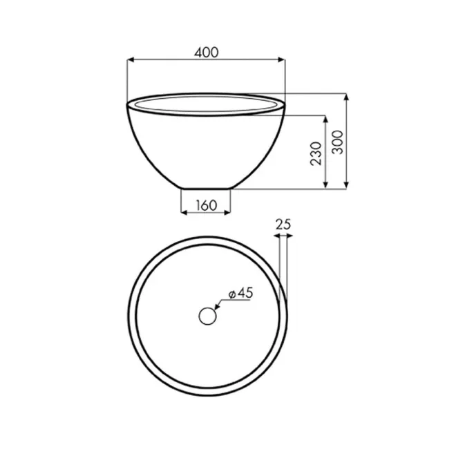 PLANO LAVABO SOBRE ENCIMERA MIRAGE REDONDO BATHCO