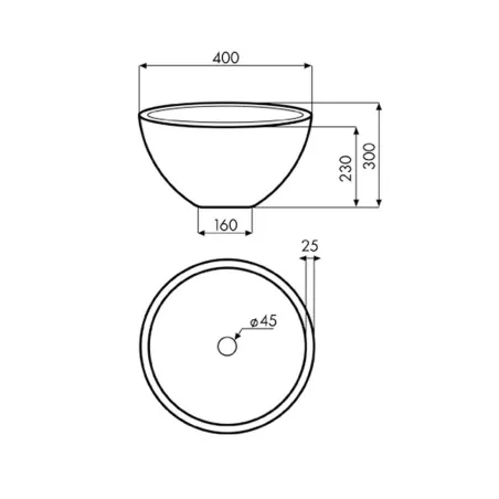 PLANO LAVABO SOBRE ENCIMERA MIRAGE REDONDO BATHCO
