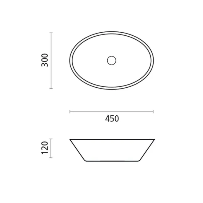 LAVABO SOBRE ENCIMERA TRIESTE - PLANO COTAS