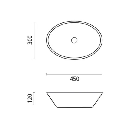 LAVABO SOBRE ENCIMERA TRIESTE - PLANO COTAS