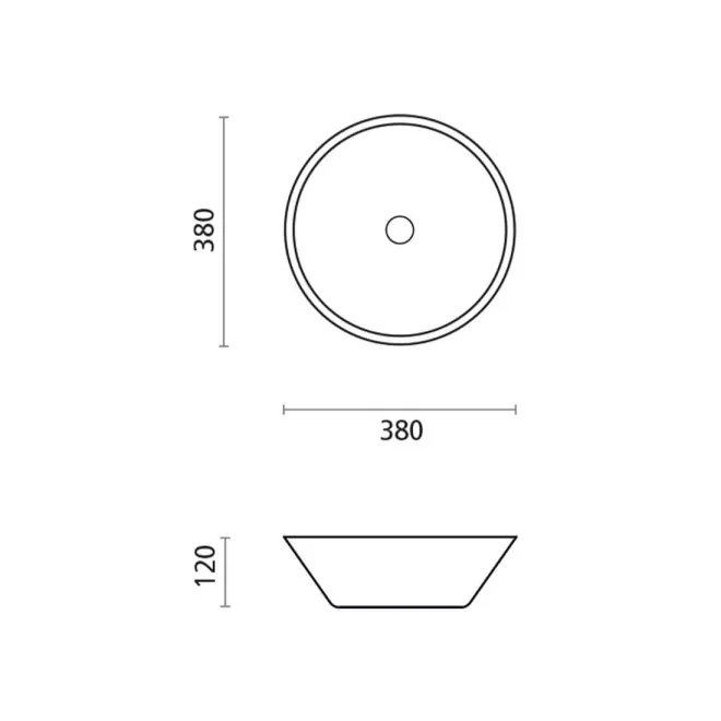 LAVABO SOBRE ENCIMERA UMBRIA - PLANO COTAS