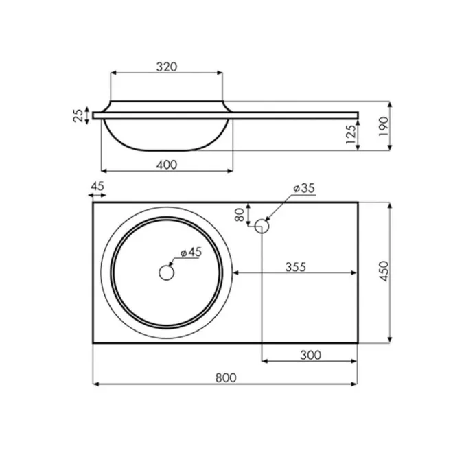 PLANO LAVABO DE PIEDRA VULKA BATHCO