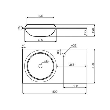 PLANO LAVABO DE PIEDRA VULKA BATHCO