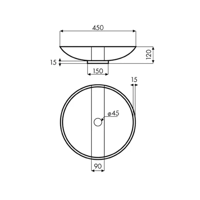 PLANO LAVABO SOBRE ENCIMERA COPLATO REDONDO BATHCO