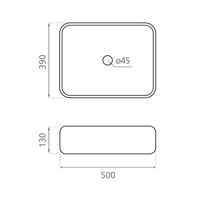 LAVABO SOBRE ENCIMERA DINAN 50  - PLANO COTAS