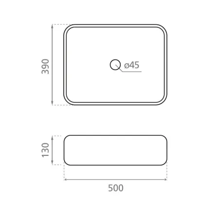LAVABO SOBRE ENCIMERA DINAN 50  - PLANO COTAS