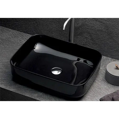 LAVABO SOBRE ENCIMERA DINAN 50 NEGRO RECTANGULAR BATHCO