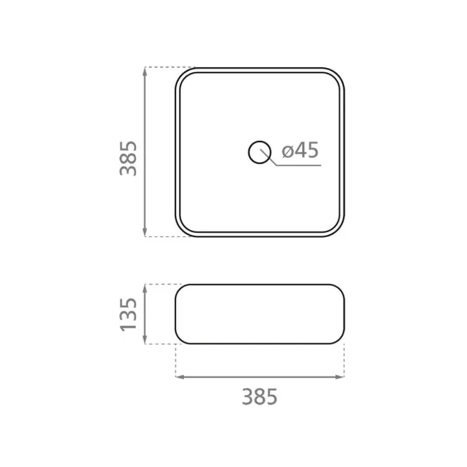 LAVABO SOBRE ENCIMERA DINAN 40 - PLANO COTAS