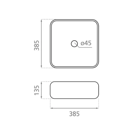 LAVABO SOBRE ENCIMERA DINAN 40 - PLANO COTAS