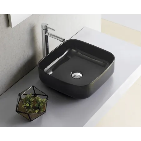 LAVABO SOBRE ENCIMERA DINAN 40 NEGRO CUADRADO BATHCO