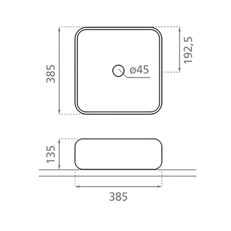 LAVABO SOBRE ENCIMERA DINAN 40 - PLANO COTAS