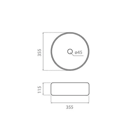 LAVABO SOBRE ENCIMERA CARNAC CRU - PLANO COTAS