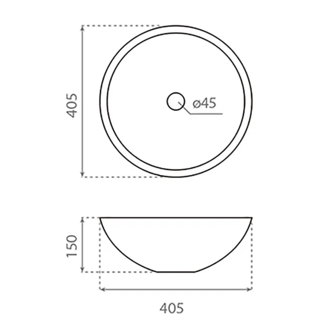 LAVABO SOBRE ENCIMERA BREST ORO  - PLANO COTAS