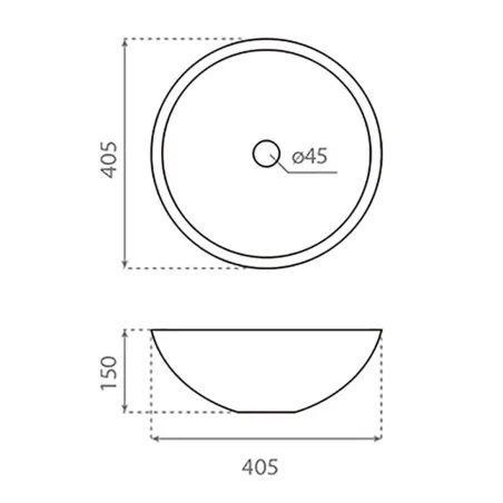 LAVABO SOBRE ENCIMERA BREST ORO  - PLANO COTAS