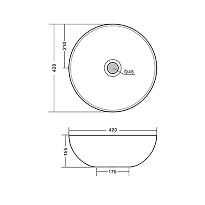 LAVABO SOBRE ENCIMERA VILLAREAL - PLANO COTAS