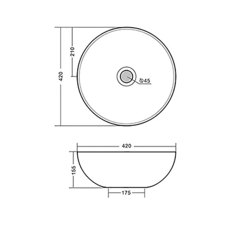 LAVABO SOBRE ENCIMERA VILLAREAL - PLANO COTAS