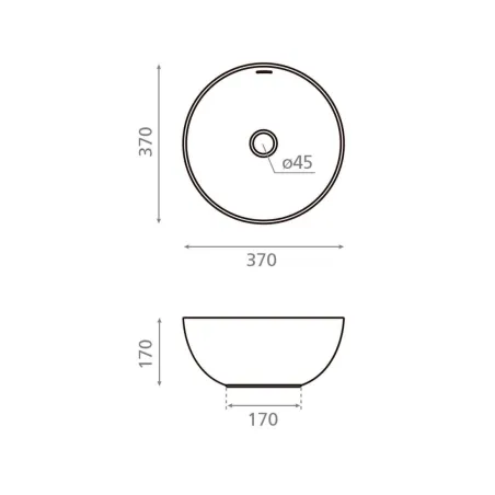 LAVABO SOBRE ENCIMERA BARI - PLANO COTAS