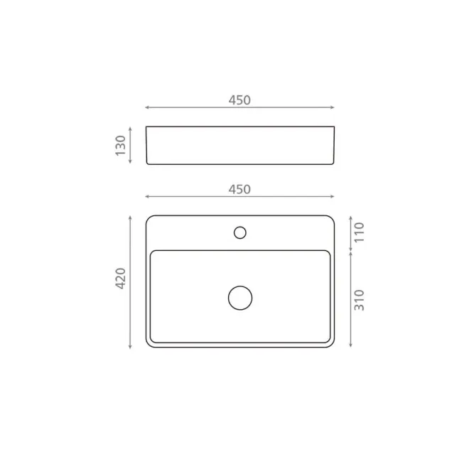 LAVABO SOBRE ENCIMERA SANTOÑA  - PLANO COTAS