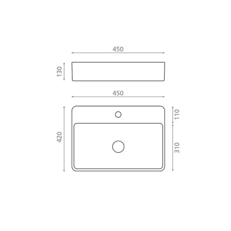 LAVABO SOBRE ENCIMERA SANTOÑA  - PLANO COTAS