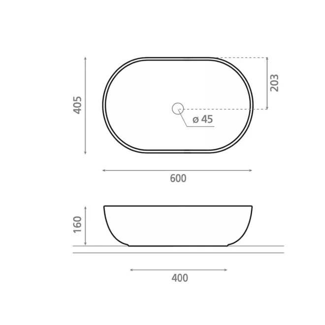 LAVABO SOBRE ENCIMERA LIVORNO  - PLANO COTAS