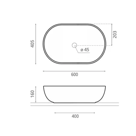 LAVABO SOBRE ENCIMERA LIVORNO  - PLANO COTAS