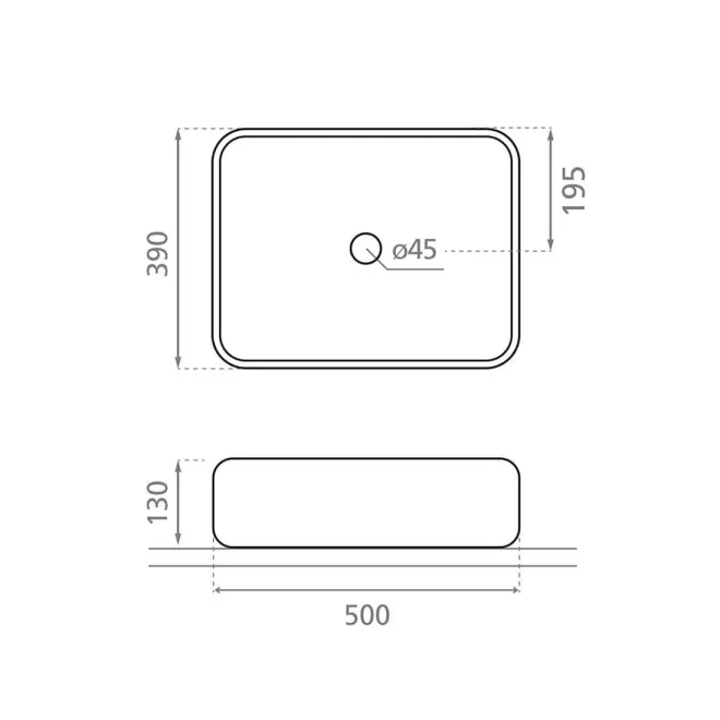 LAVABO SOBRE ENCIMERA DINAN 50  - PLANO COTAS