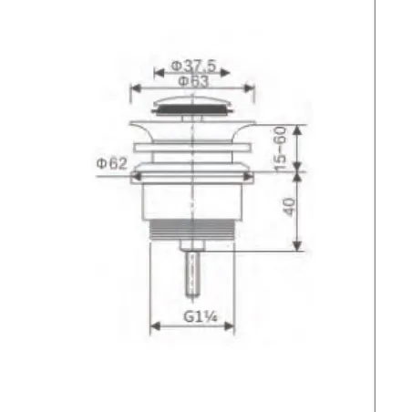 PLANO CON COTAS VALVULA LAVABO CLICK CLACK TAPON CENTRAL BAALNEO