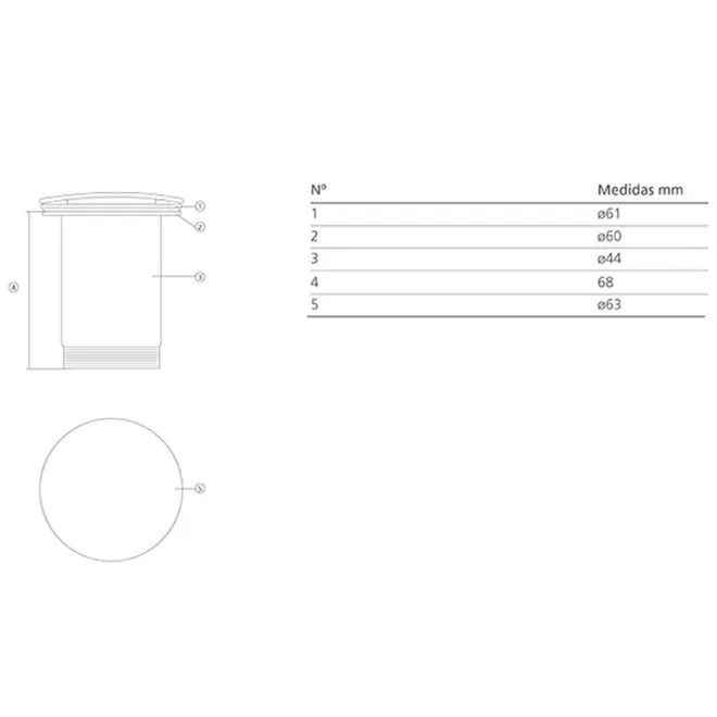 PLANO CON COTAS VALVULA LAVABO CLICK CLACK TAPA PORCELANA BLANCA BATHCO