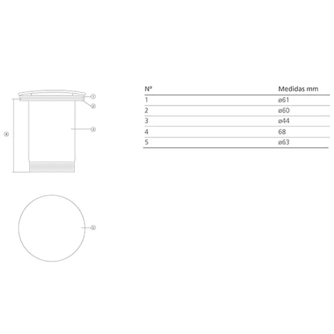 PLANO CON COTAS VALVULA LAVABO CLICK CLACK TAPA PORCELANA DECORADA BATHCO
