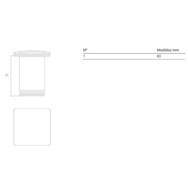 PLANO CON COTAS VALVULA LAVABO CLICK CLACK 8 CM BATHCO