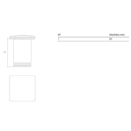 PLANO CON COTAS VALVULA LAVABO CLICK CLACK 8 CM BATHCO