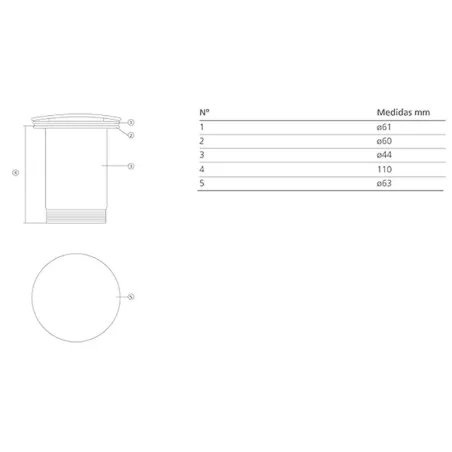 PLANO CON COTAS VALVULA LAVABO CLICK CLACK 11 CM BATHCO