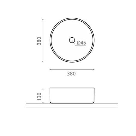 LAVABO SOBRE ENCIMERA DINAN 38 - PLANO COTAS