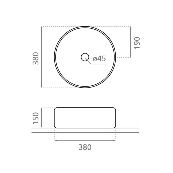 LAVABO SOBRE ENCIMERA DINAN 38 - PLANO COTAS