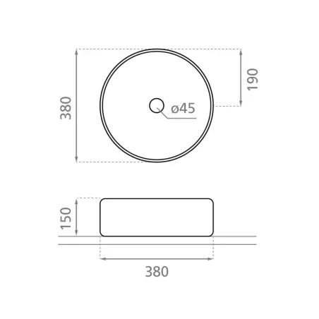 LAVABO SOBRE ENCIMERA DINAN 38 - PLANO COTAS