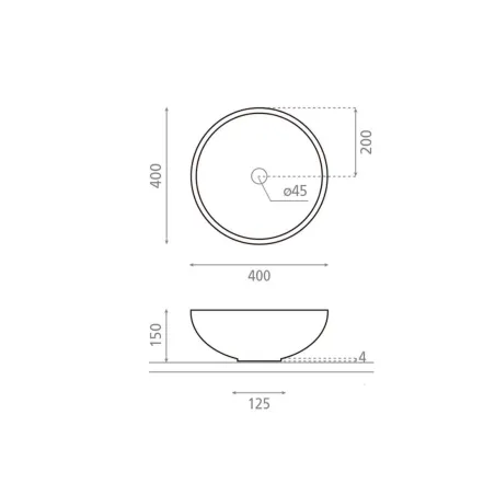 LAVABO SOBRE ENCIMERA NEW LYS - PLANO COTAS