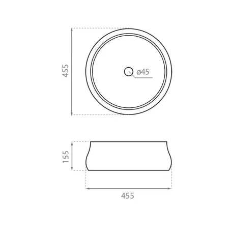 LAVABO SOBRE ENCIMERA RENNES - PLANO COTAS