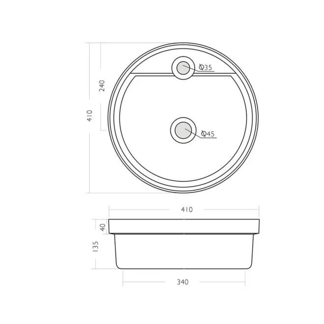LAVABO SOBRE ENCIMERA BUELNA - PLANO COTAS