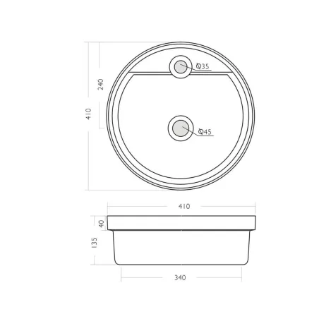 LAVABO SOBRE ENCIMERA BUELNA - PLANO COTAS