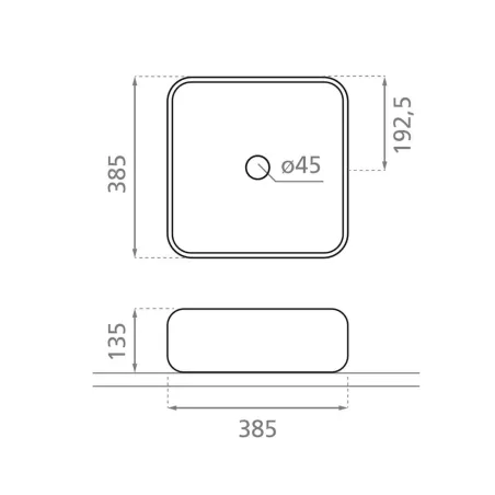 LAVABO SOBRE ENCIMERA DINAN 40 - PLANO COTAS