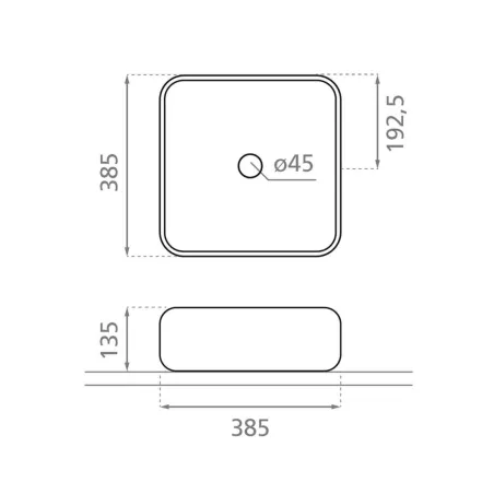 LAVABO SOBRE ENCIMERA DINAN 40 NEGRO MATE - PLANO COTAS