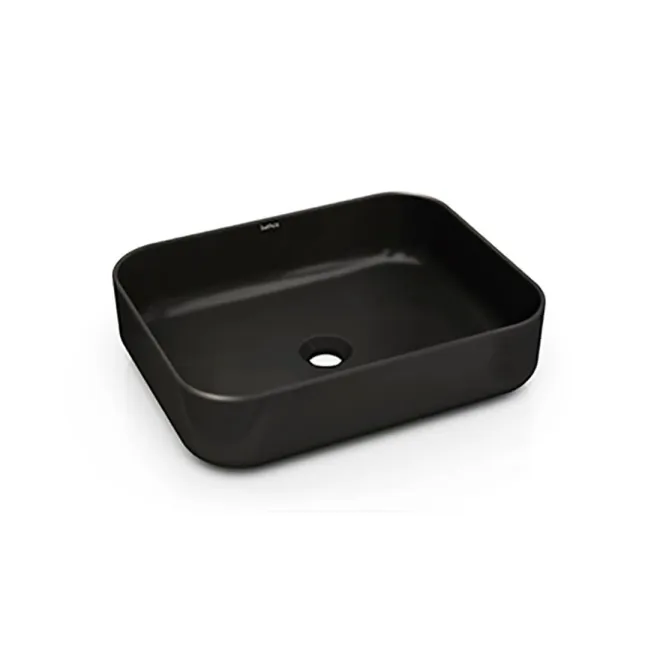 LAVABO SOBRE ENCIMERA DINAN 50 NEGRO MATE BATHCO FONDO BLANCO
