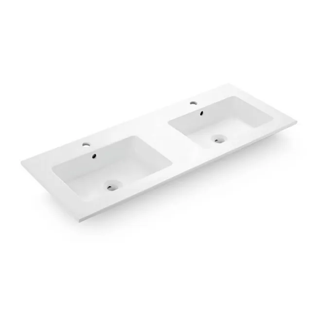 ENCIMERA LAVABO DOBLE LIEBANA 120 RECTANGULAR BATHCO FONDO BLANCO