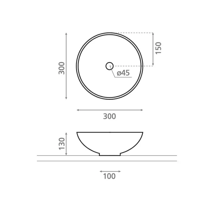 LAVABO SOBRE ENCIMERA DAKAR - PLANO COTAS