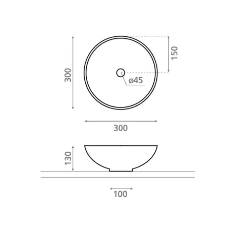 LAVABO SOBRE ENCIMERA DAKAR - PLANO COTAS