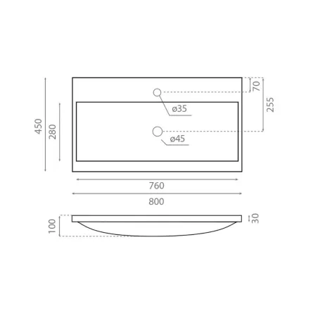 PLANO ENCIMERA LAVABO MANHATTAN CON COTAS