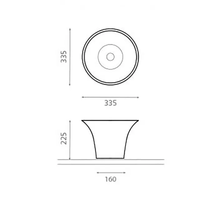PLANO CON COTAS LAVABO ACERO SOTRES BATHCO