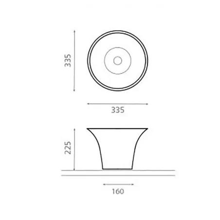 PLANO CON COTAS LAVABO ACERO SOTRES BATHCO