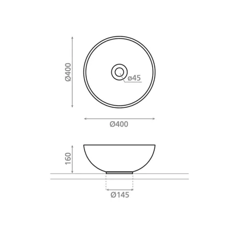 PLANO CON COTAS LAVABO HIERRO FUNDIDO RIBERA BATHCO